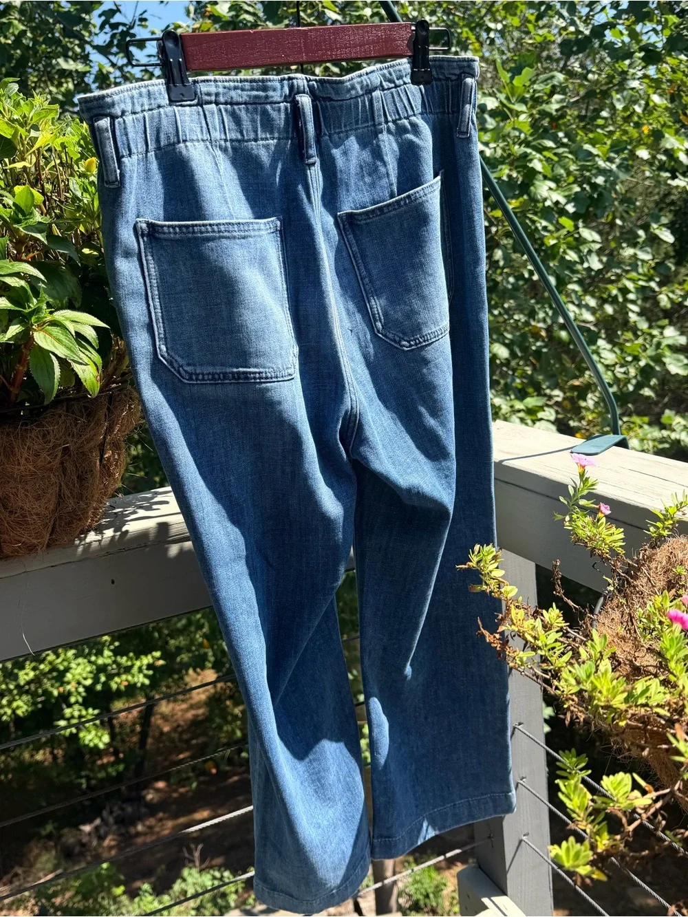 J Crew Re-Imagined Soft Flowy Elastic Waist Blue Jeans Trousers Size 28 Cotton